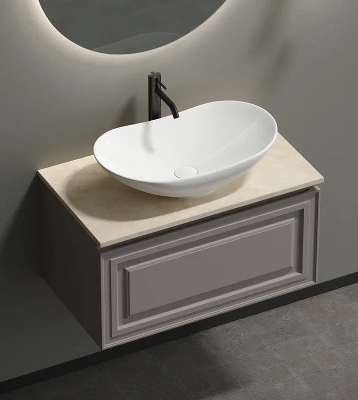 Тумба с раковиной Sancos Very 80 см, doha soft, столешница бежевая, раковина CN6015 Sancos — официальный сайт