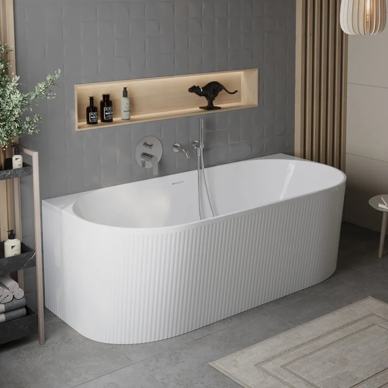 Акриловая ванна BelBagno BB412 170x80 см, пристенная, белая, овальная, со сливом-переливом, с донным Sancos — официальный сайт