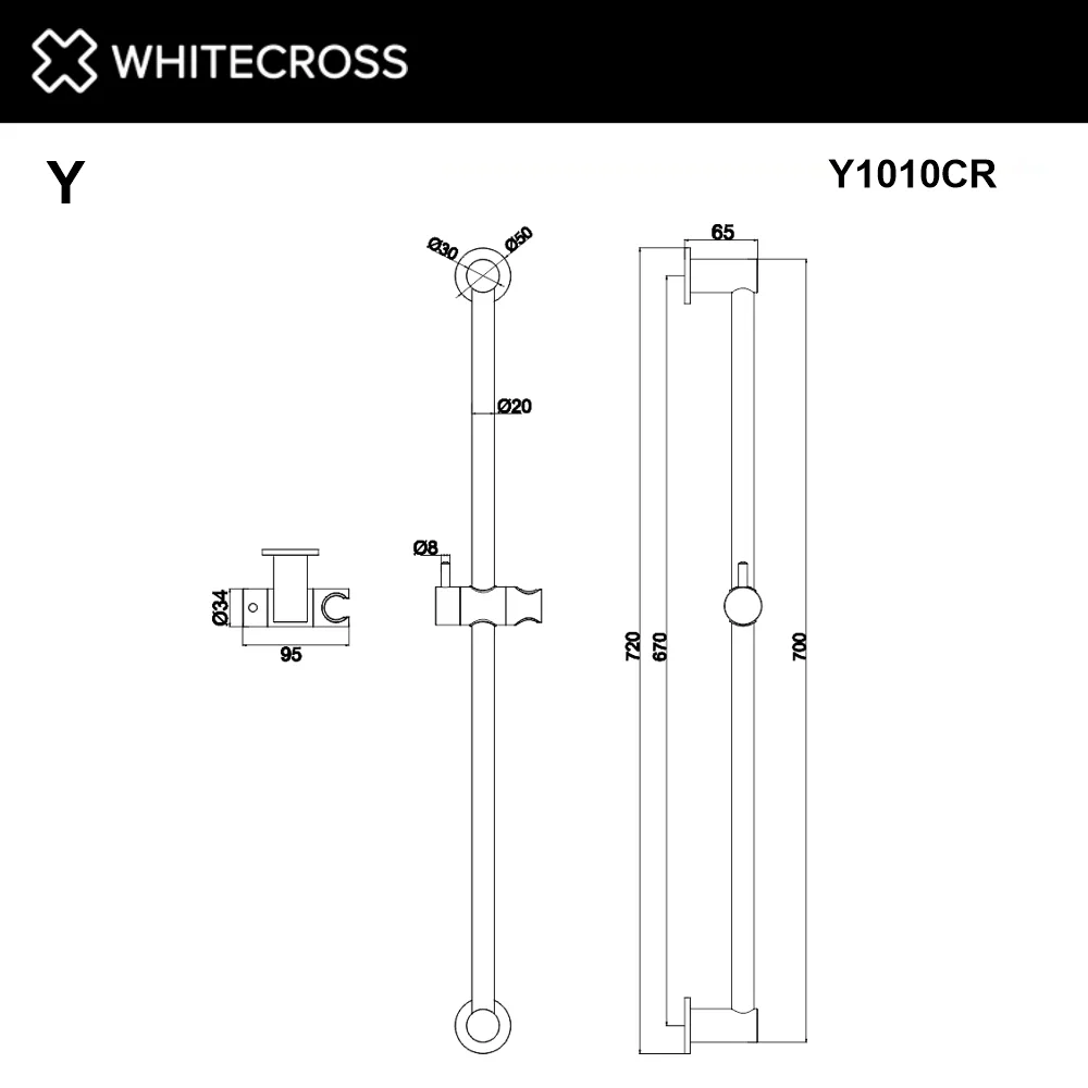 Душевая штанга WHITECROSS Y Y1010CR хром Sancos — официальный сайт