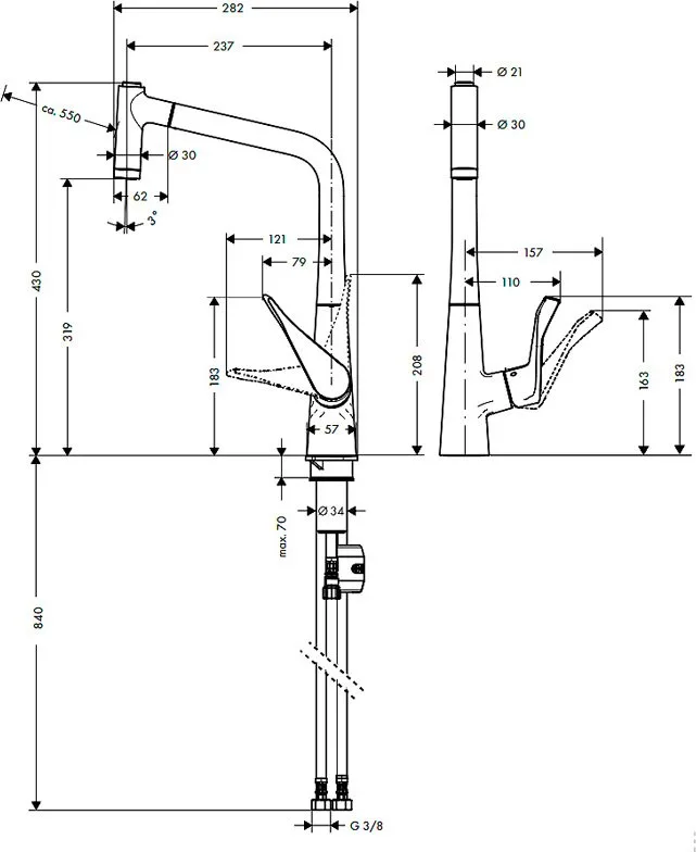 Смеситель для кухни Hansgrohe Metris 14820000 Sancos — официальный сайт