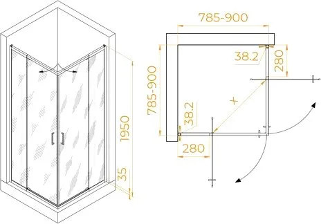 Душевой уголок RGW Passage PA-038 80x80 см, профиль хром, стекло прозрачное Sancos — официальный сайт