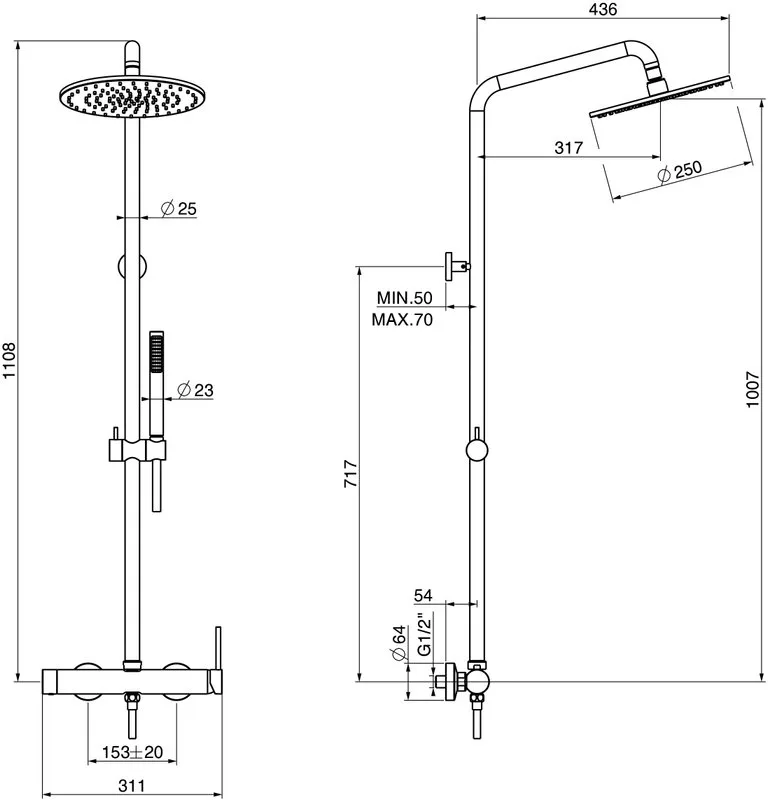 Душевая стойка Gattoni Circle One 9095/PDNO, nero opaco Sancos — официальный сайт