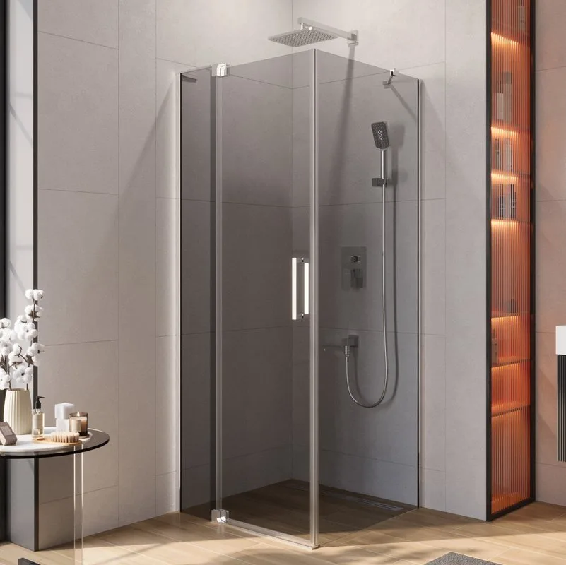Душевой уголок Cezares Slider AH 1 80-80/90 Grigio Cr профиль хром, стекло серое Sancos — официальный сайт