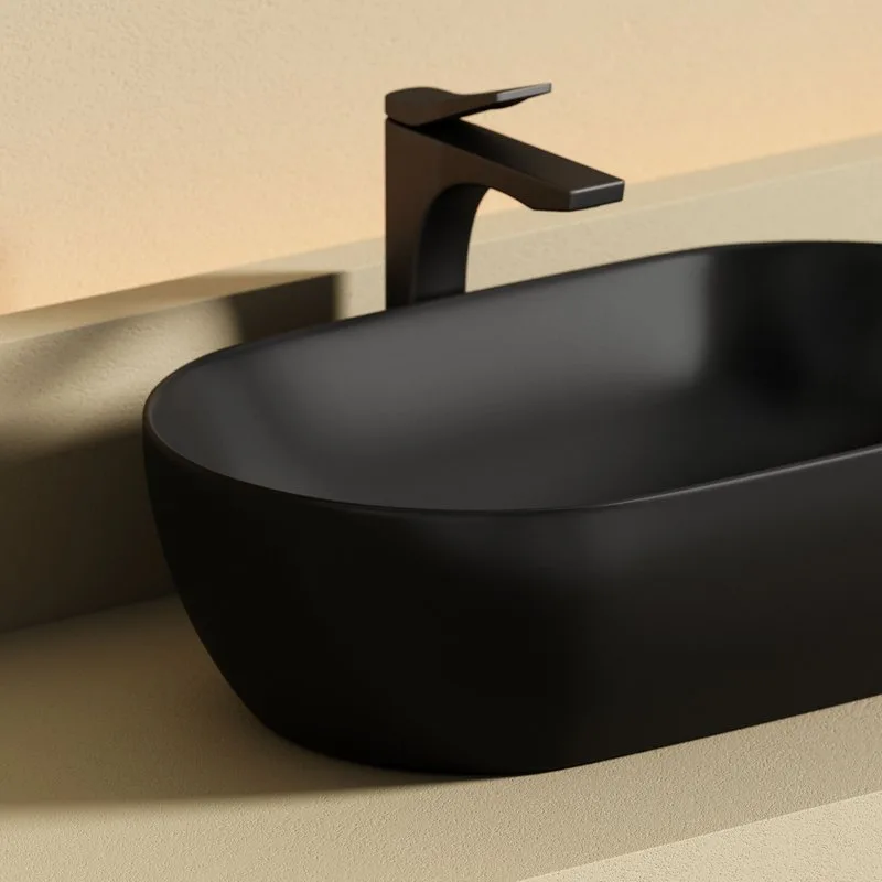 Раковина накладная Ceramicanova Twist овальная 50 см черный матовый CN12001MB Sancos — официальный сайт