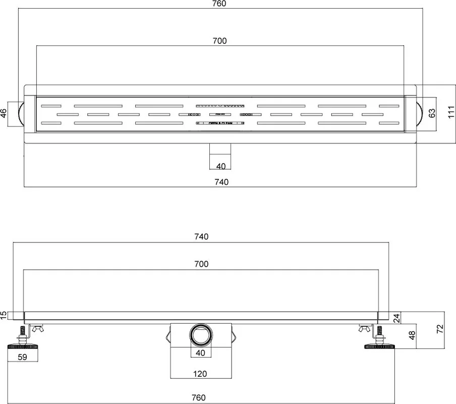Душевой трап (лоток) Esbano Meta Rain 70 cм, матовый хром Sancos — официальный сайт