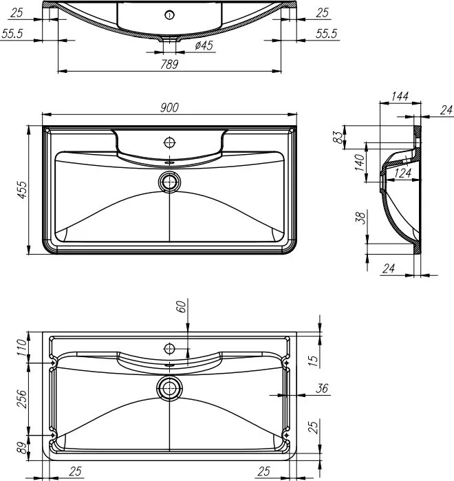 Мебельная раковина BelBagno BB900/455-LV-MR-ALR Sancos — официальный сайт