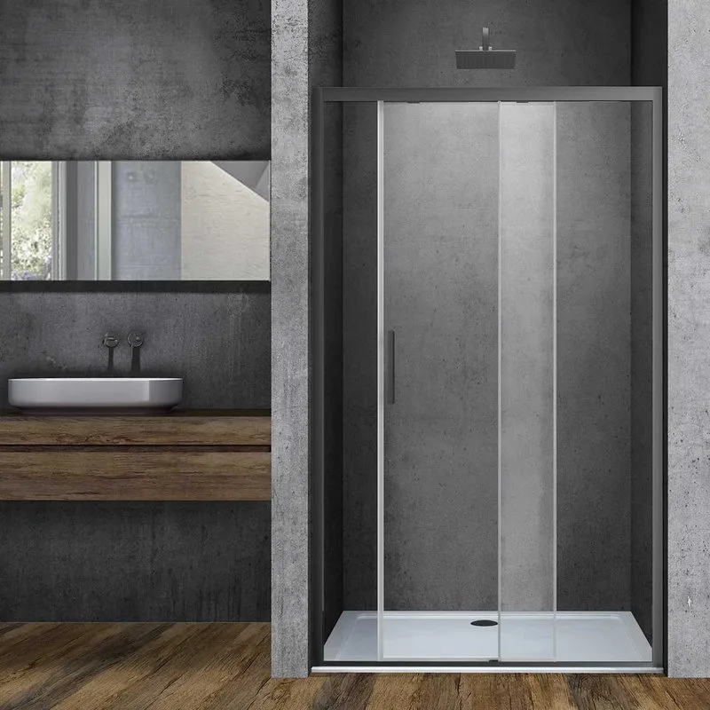 Душевая дверь в нишу Vincea Soft VDS-3SO110CLGM 110 см, профиль вороненая сталь, стекло прозрачное Sancos — официальный сайт