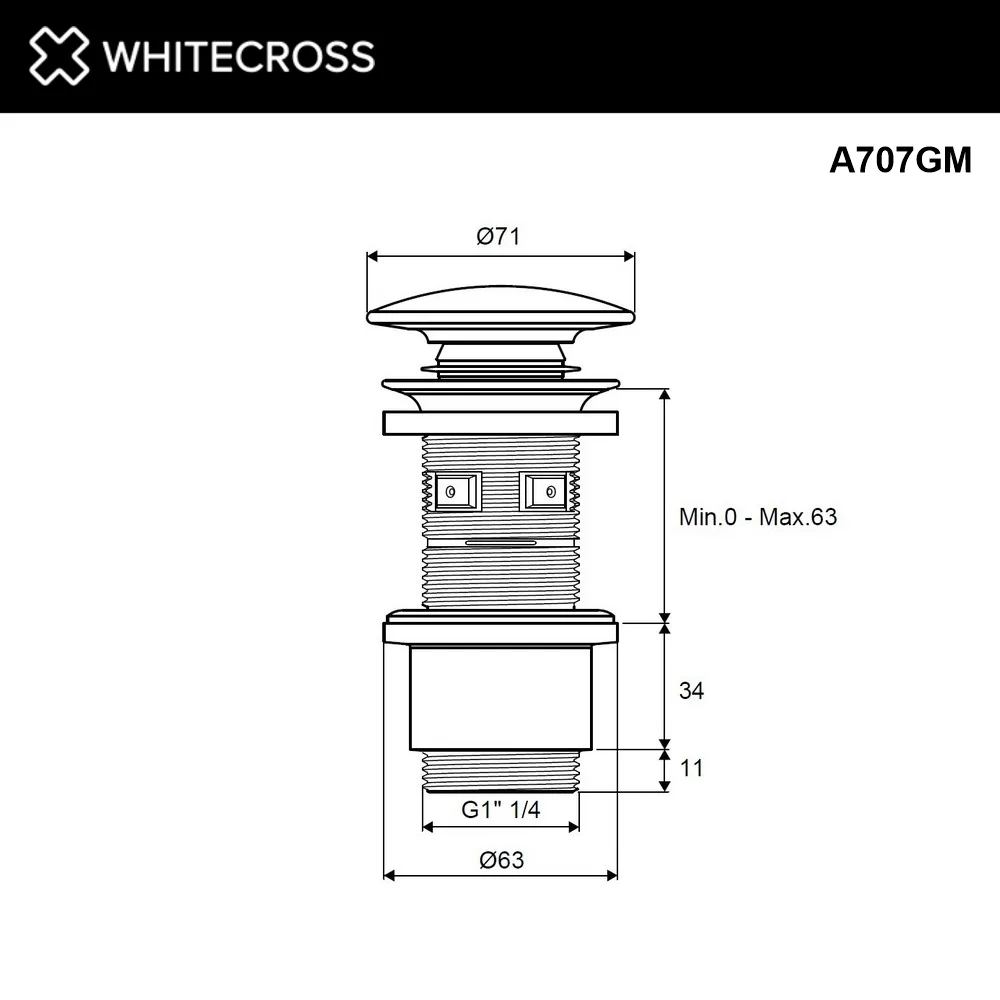 Донный клапан для раковины WHITECROSS A707GM, оружейная сталь Sancos — официальный сайт