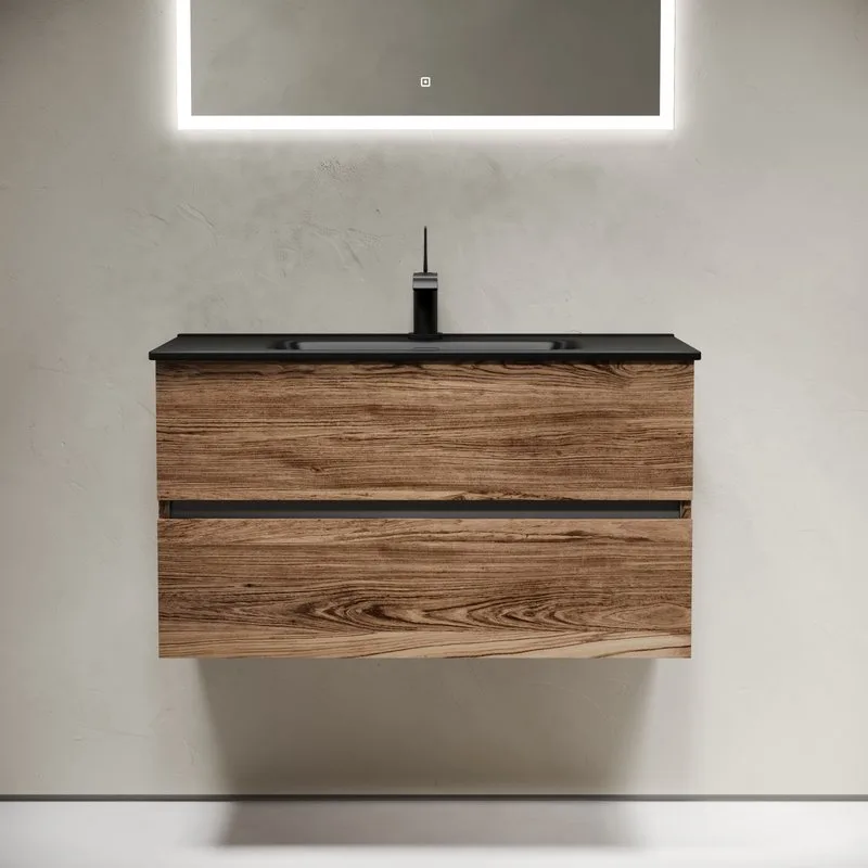 Тумба с раковиной Sancos Urban 90 дуб чарльстон, черная раковина CN7002MB Sancos — официальный сайт