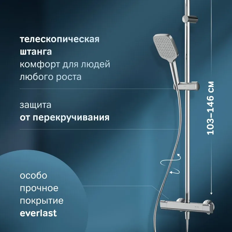 Душевая стойка AM.PM Func F078F400, хром, с термостатом Sancos — официальный сайт