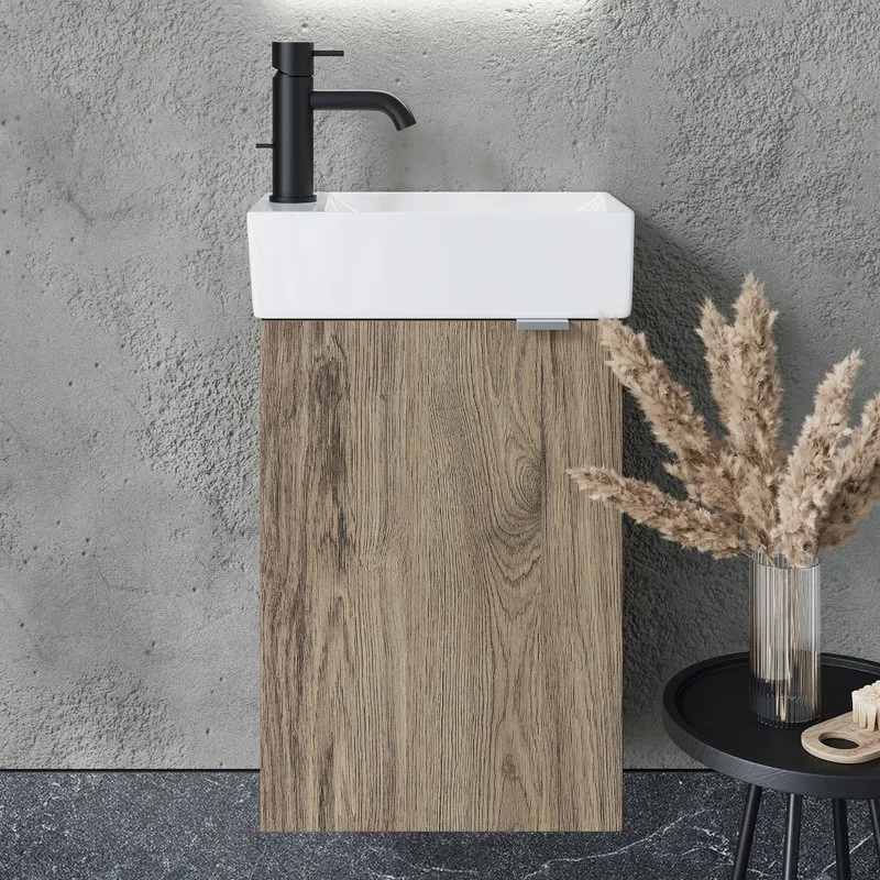 Тумба с раковиной Sancos Mini 35 L подвесная, дуб чарльстон Sancos — официальный сайт