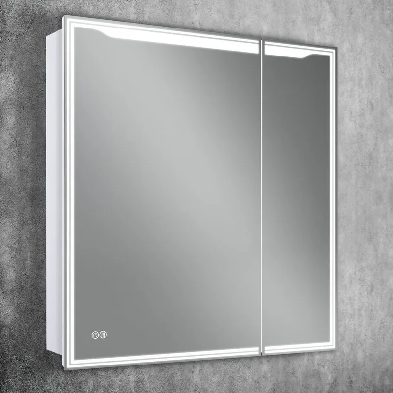 Зеркало-шкаф Art&Max Merano 80х80 L белое, с LED-подсветкой, 6000К Sancos — официальный сайт