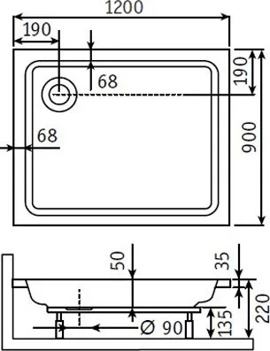 Поддон для душа RGW Style PR 90x120x22 Sancos — официальный сайт