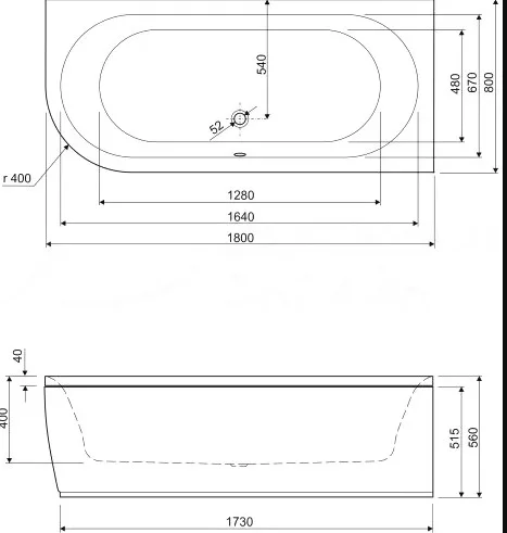 Акриловая ванна Cezares Metauro Corner 180-80-40-R-W37 R без опоры 180x80 см, правая, пристенная,  Sancos — Оригинал