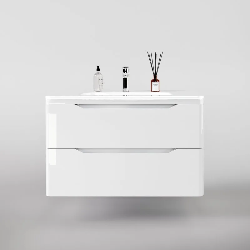 Тумба под раковину без столешницы Style Line Марелла 90 подвесная, антискрейтч, белый глянец
