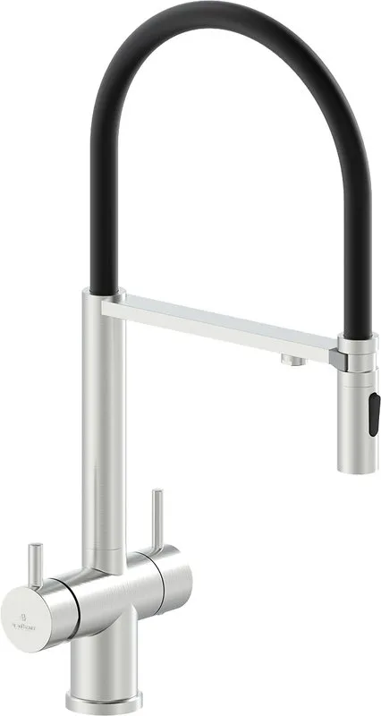 Смеситель для кухни AltroBagno Flusso 050201 Ni с гибким изливом, никель Sancos — официальный сайт