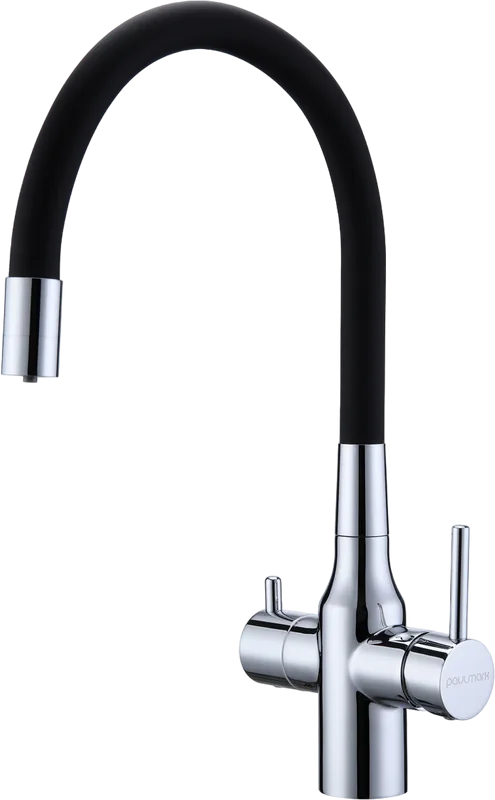 Смеситель для кухни Paulmark Salix 213419-CR, хром, черный, с гибким изливом Sancos — официальный сайт