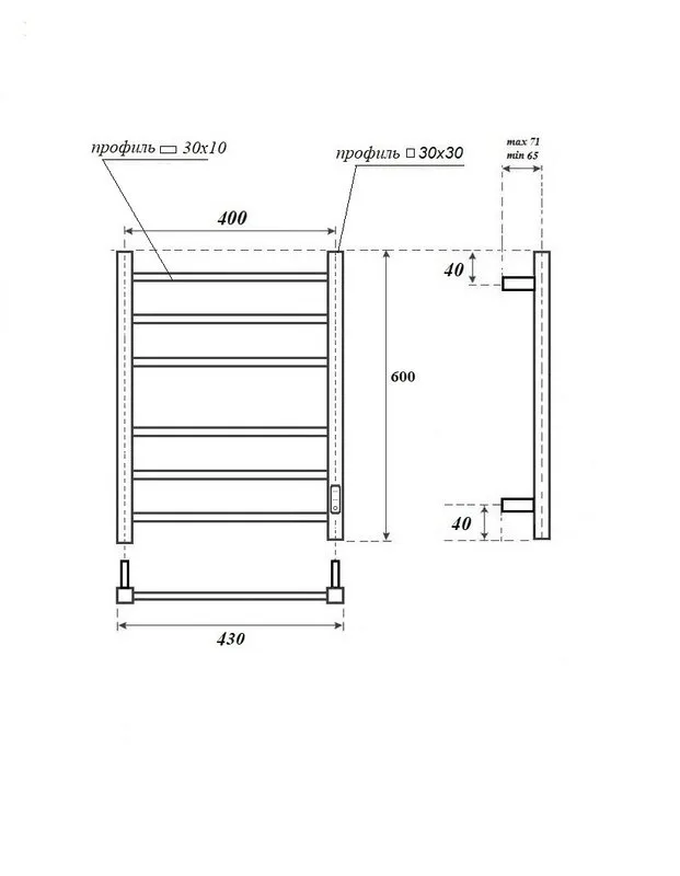 Полотенцесушитель электрический APEXTERMO Терра TR00164GL 60x40 см, матовое золото