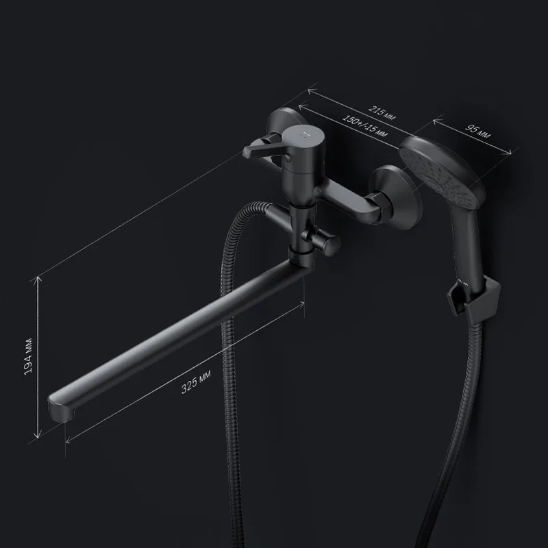 Смеситель с длинным изливом для ванны AM.PM X-Joy S F85B90122, черный Sancos — официальный сайт