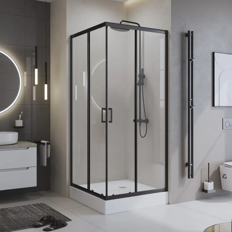 Душевой уголок BelBagno Uno -195 A 2 90 C Nero профиль черный, стекло прозрачное Sancos — официальный сайт
