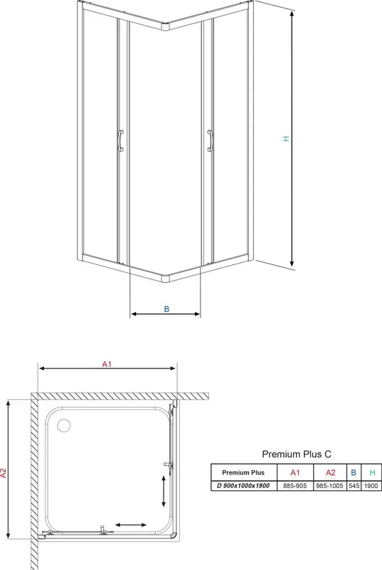 Душевой уголок Radaway Premium Plus D 90x100x190 прозрачное стекло Sancos — официальный сайт