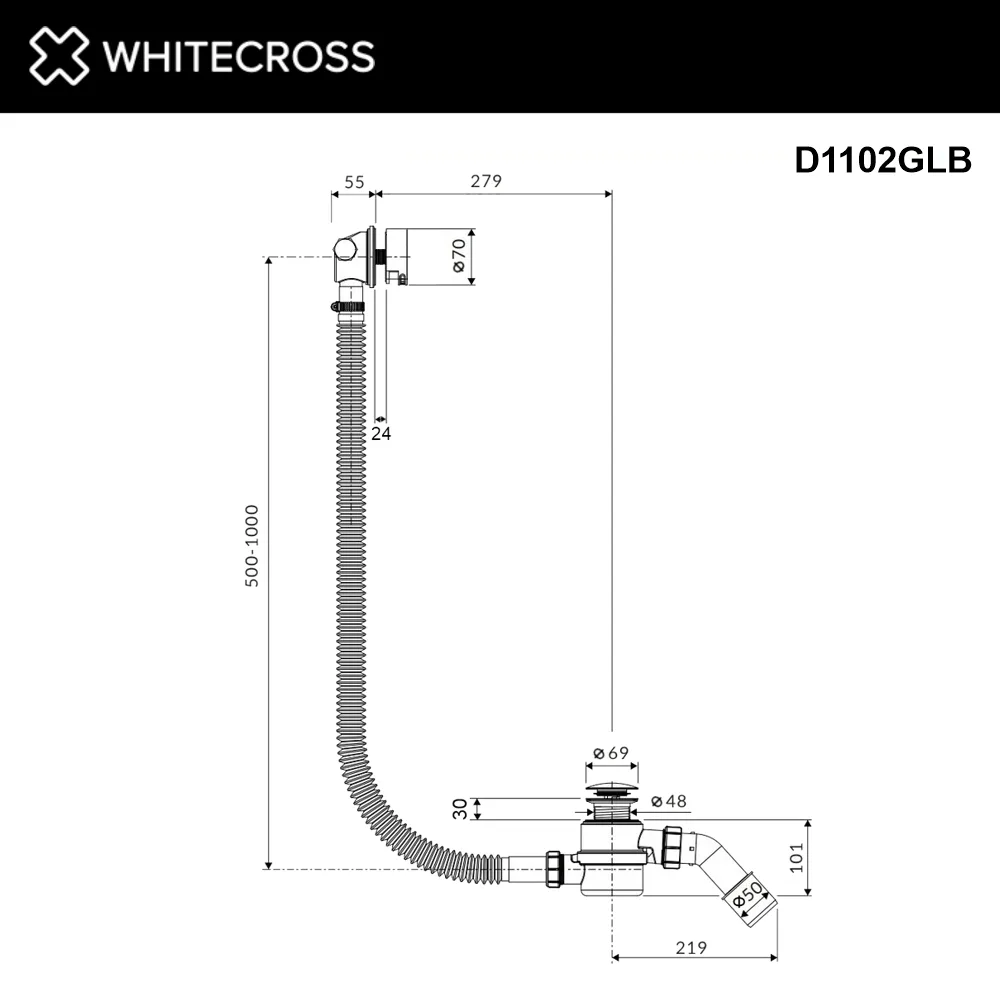 Слив-перелив WHITECROSS FILL D1102GLB, брашированное золото Sancos — официальный сайт