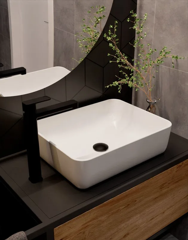 Смеситель для раковины высокий матовый черный, AQUAme Parma AQM6614MB Sancos — официальный сайт