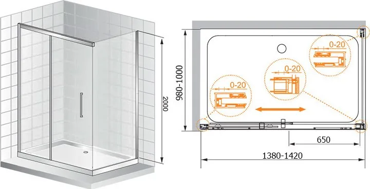 Душевой уголок Cezares Premier Soft W AH1 140/100 C Cr IV Sancos — официальный сайт