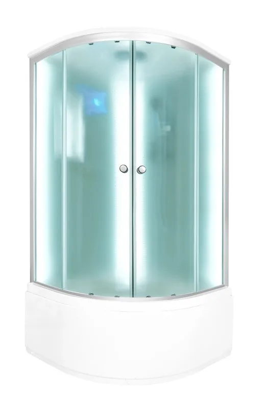 Душевая кабина DTO D10S LED (100х100х220), высокий поддон (50 см), профиль хром, стекло матовое (4 м Sancos — официальный сайт