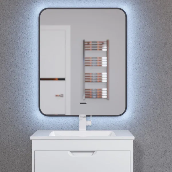 Зеркало Uperwood Modul 65х80 с подсветкой, с подогревом, холодная подсветка, черное