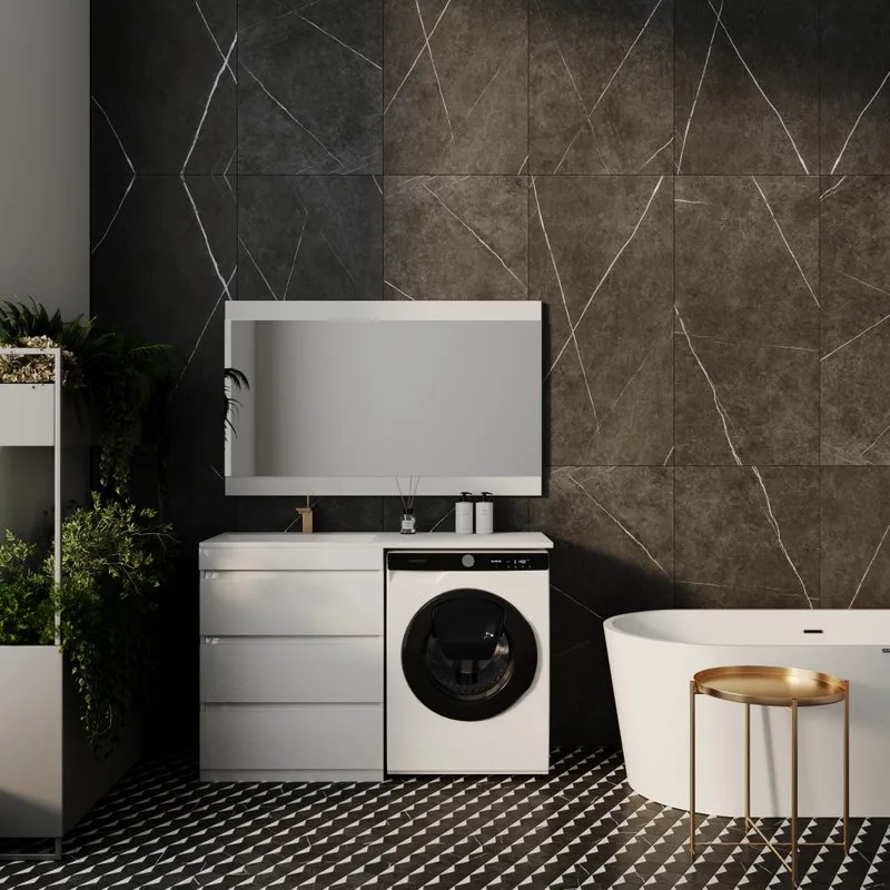 Тумба под раковину без столешницы Style Line Даллас 130 Люкс Plus напольная, белая, 3 ящика