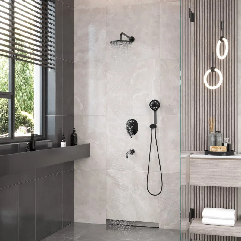 Душевой комплект Berges Ventas 3R 073008, С ВНУТРЕННЕЙ ЧАСТЬЮ, черный матовый Sancos — официальный сайт