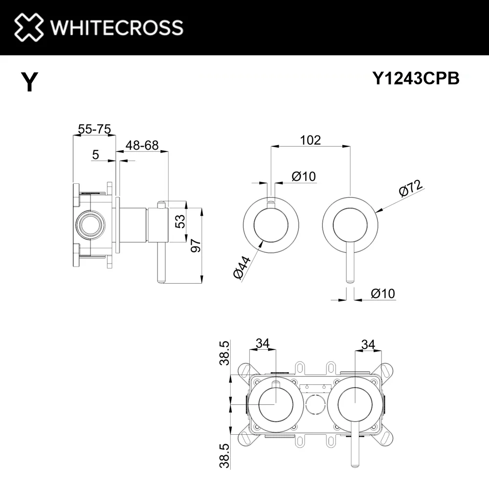 Встраиваемый смеситель WHITECROSS Y Y1243CPB для душа С ВНУТРЕННЕЙ ЧАСТЬЮ, медь Sancos — официальный сайт