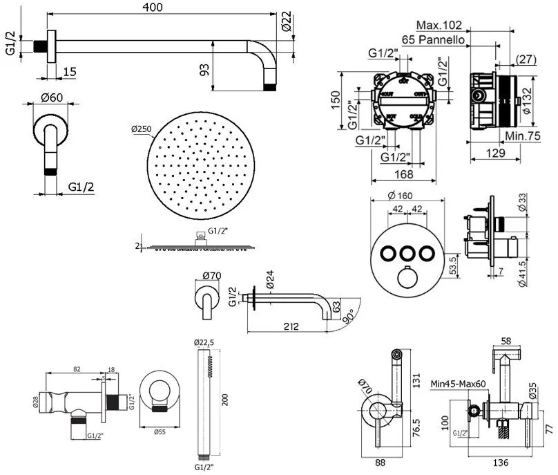 Комплект для ванной Plumberia Selection PSBOX KITZPSB03CR60 С ВНУТРЕННЕЙ ЧАСТЬЮ, хром Sancos — официальный сайт