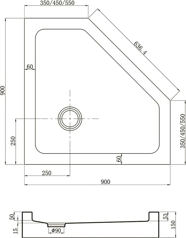 Поддон для душа Veconi Tezeo acrylic TZ-53B 90x90, черный Sancos — официальный сайт