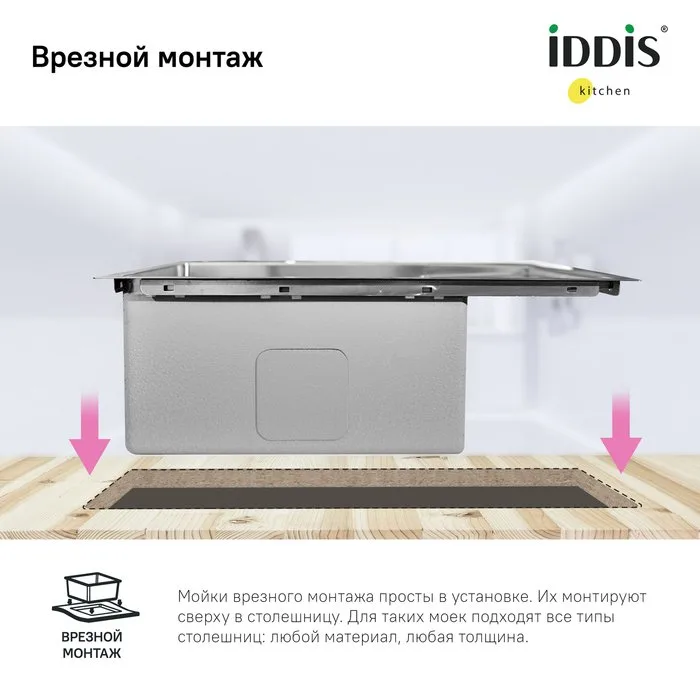 Мойка кухонная IDDIS Haze HAZ59SRi77 R, сатин Sancos — официальный сайт