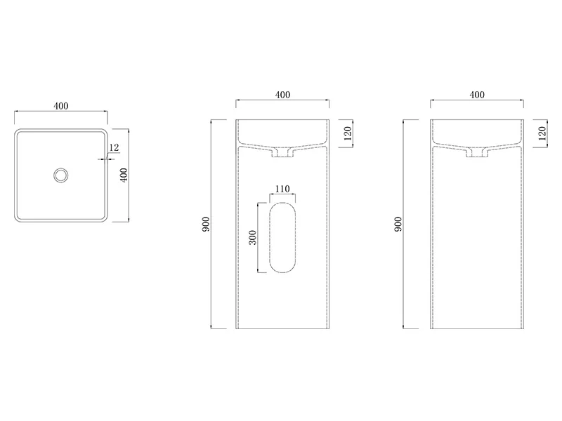 Раковина Uni-Flow Kube FS502-400 Gloss White слив в стену Sancos — официальный сайт