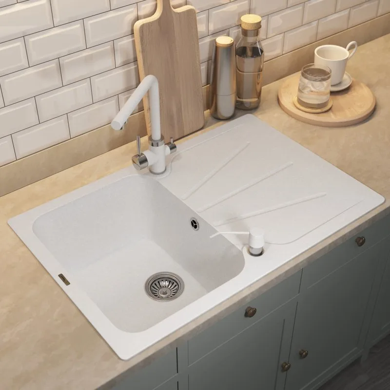 Кухонная мойка кварцевая Uperwood Quartz UPD-04-01, прямоугольная, белая Sancos — официальный сайт