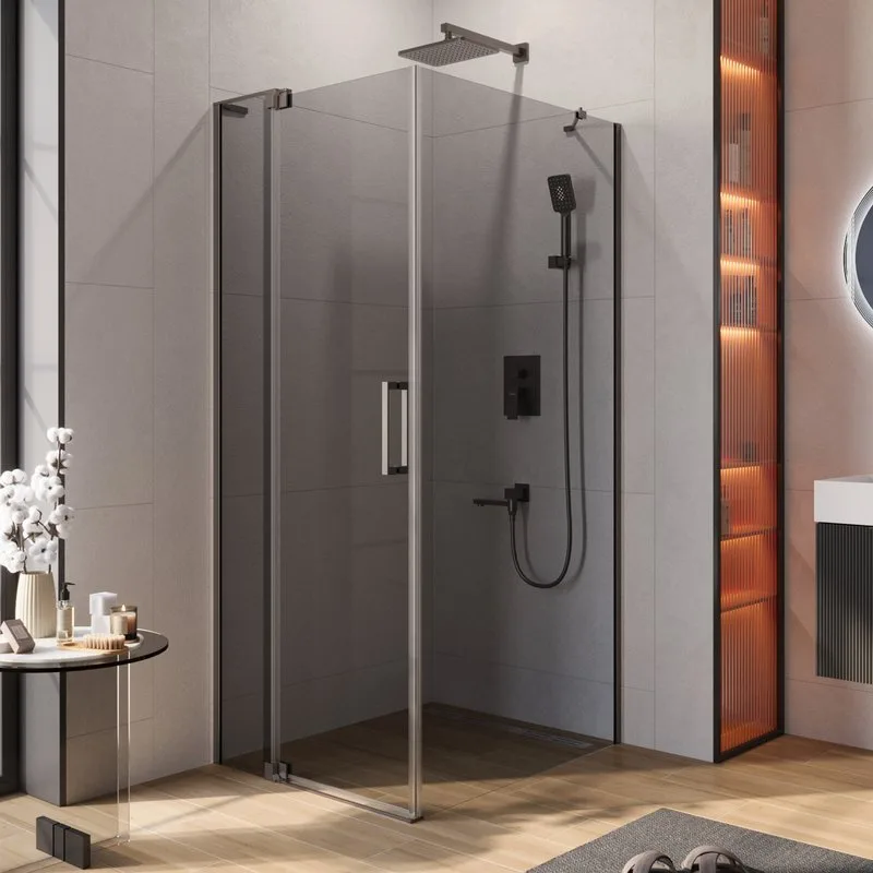 Душевой уголок Cezares Slider AH 1 90-80/90 GRIGIO GM профиль оружейная сталь, стекло серое Sancos — официальный сайт