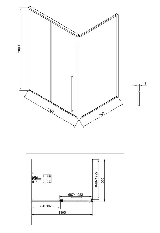 Душевой уголок Timo TDSS-130/17C-8L + TSS-900/17C-8 130x90 см, профиль матовое золото, стекло прозра Sancos — официальный сайт