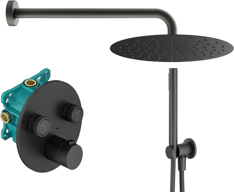 Душевой комплект Plumberia Selection PSBOX KITPSB02NO, С ВНУТРЕННЕЙ ЧАСТЬЮ, черный матовый Sancos — официальный сайт