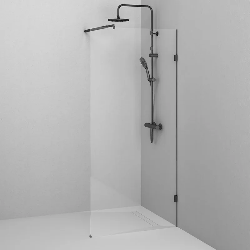 Душевая перегородка AM.PM X-Joy W94WI-90-F1-BTE 90x195, фурнитура черная, стекло прозрачное Sancos — официальный сайт