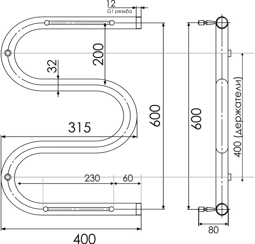 Полотенцесушитель водяной Indigo M MW60-40P Sancos — официальный сайт
