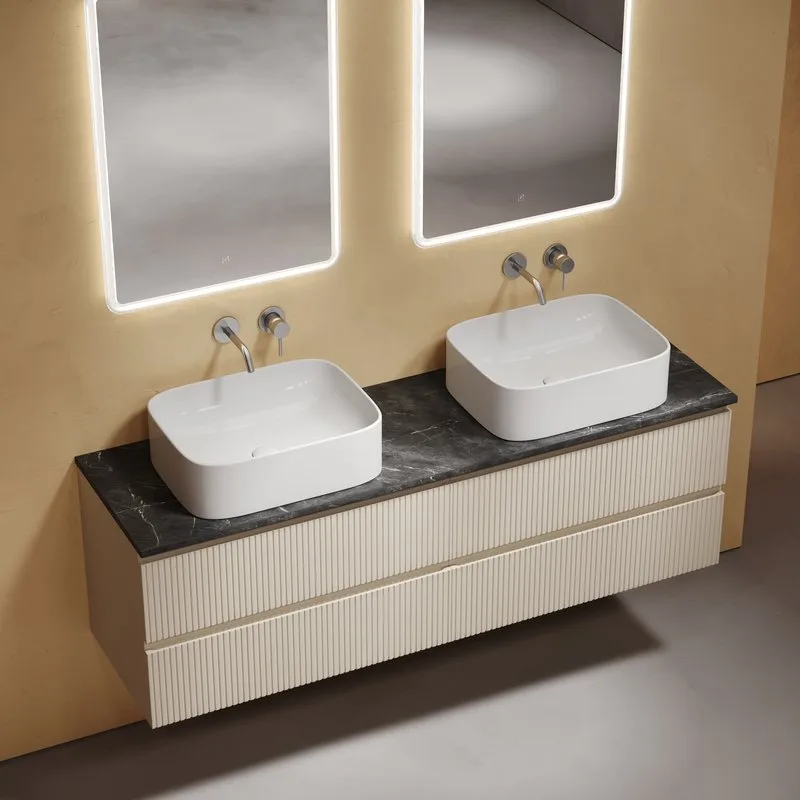 Тумба с раковиной Sancos Snob T 160 beige soft, столешница черный мрамор TT160A1, раковина CN6052 Sancos — официальный сайт