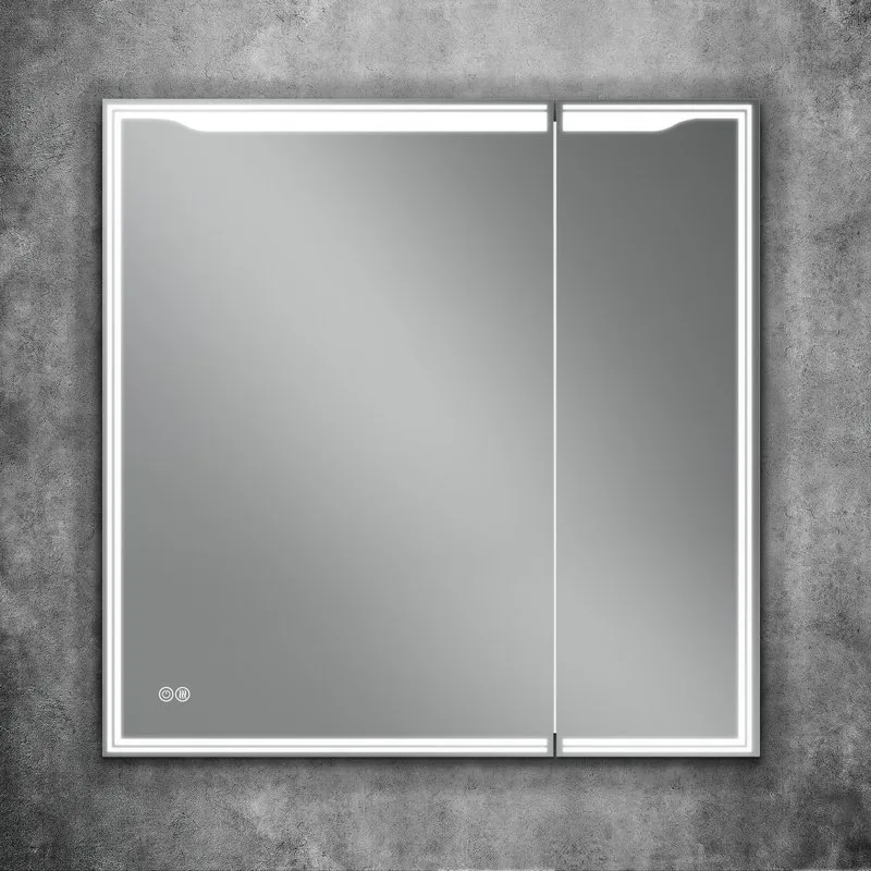 Зеркало-шкаф Art&Max Merano 80х80 L белое, с LED-подсветкой, 6000К Sancos — официальный сайт