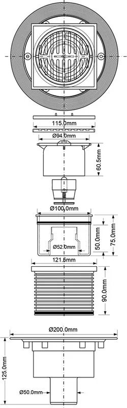 Душевой трап McAlpine MRFG3V-50 11,5 см Sancos — официальный сайт