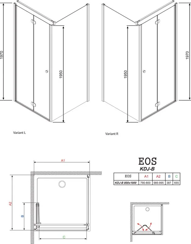 Душевой уголок Radaway EOS KDJ-B 80x100 интимато L Sancos — официальный сайт