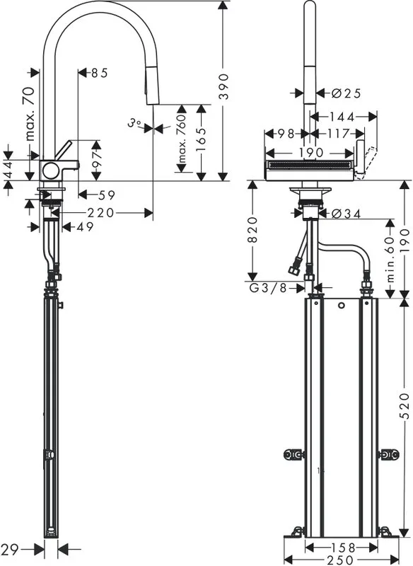 Смеситель для кухни Hansgrohe Aquno Select M81 Aquno Select M81 73831000 хром Sancos — официальный сайт