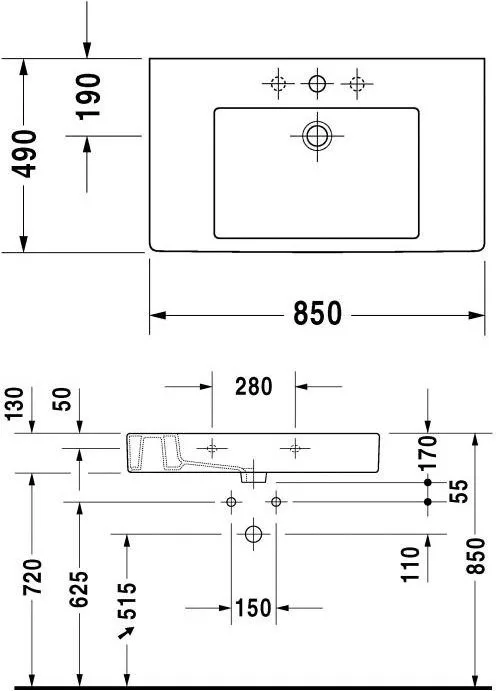 Мебельная раковина Duravit Vero 0329850000 85 см Sancos — официальный сайт