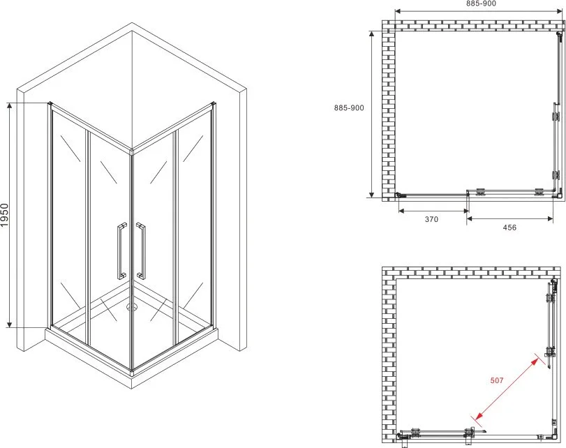 Душевой уголок Abber Schwarzer Diamant AG02090H 90x90, профиль хром, стекло прозрачное Sancos — официальный сайт